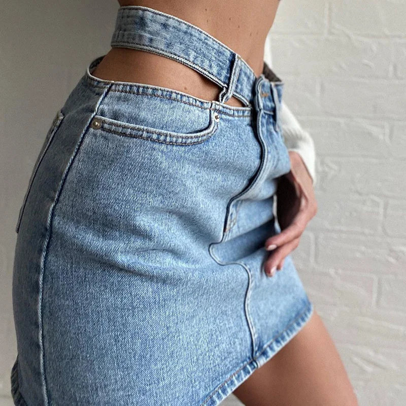 CITSLX Women Fashion New Split High Waist Denim Skirt Summer Comfortable Daily Wrap Hip Half-body Dress Female Casual Trend Streetwear