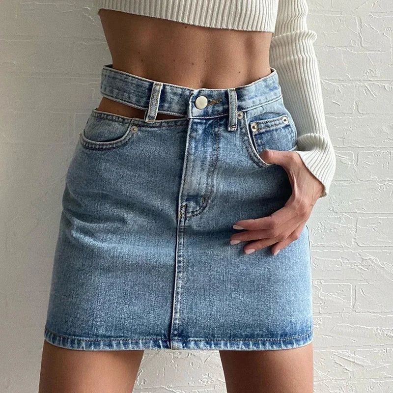 CITSLX Women Fashion New Split High Waist Denim Skirt Summer Comfortable Daily Wrap Hip Half-body Dress Female Casual Trend Streetwear