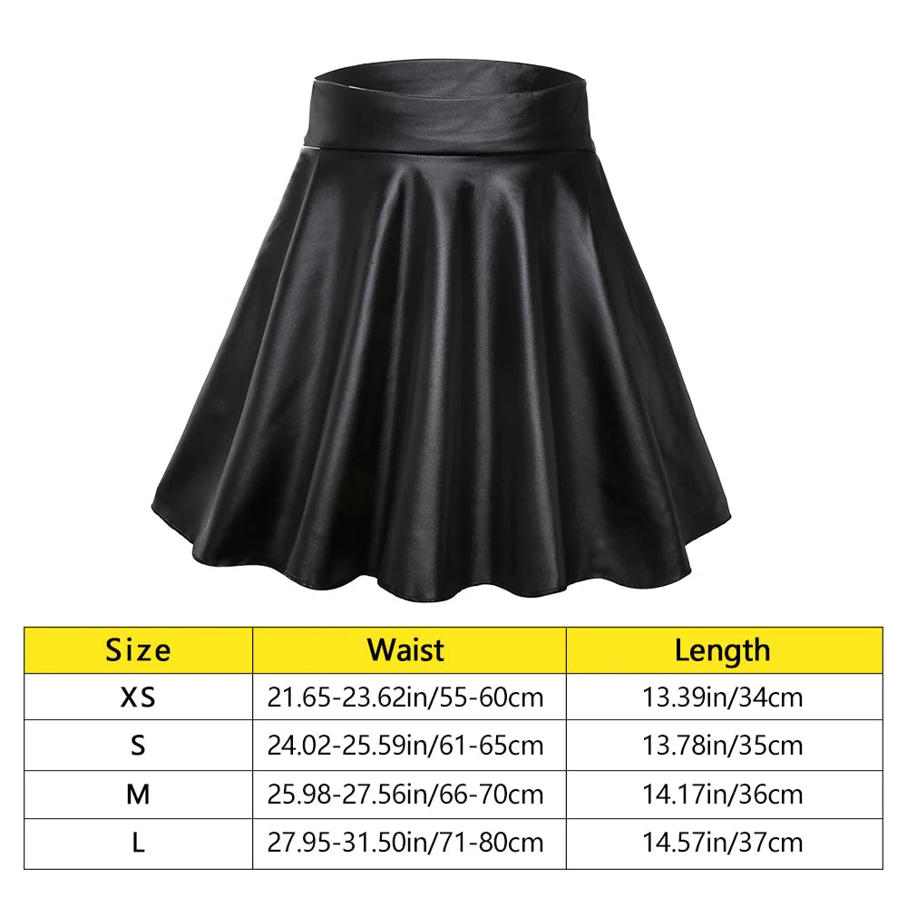 CITSLX Women Faux Leather Skirts High Waist Elastic Mini High Waist Short Skirt Multipurpose For Skater Work Nightclub