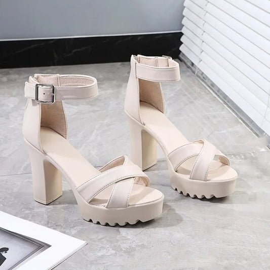 CITSLX Women Fish Mouth Platform High Heels Wedges Buckle Slope Sandals Women Shoes Woman Platform High Heels Sandals High Heels