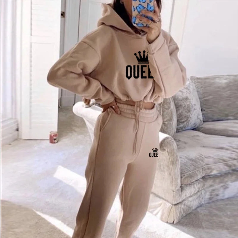 CITSLX Women Hooded Tracksuit Sports 2 Pieces Set Sweatshirts Pullover Hoodies Pants Suit Home Sweatpants Trousers Outfits 2024