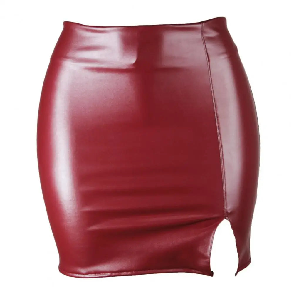 CITSLX Women Leather Night Clubwear Skirts Summer Pure Color PU-leather Zipper Sexy Hip Leather MIni Skirts Faldas Mujer Moda 2024