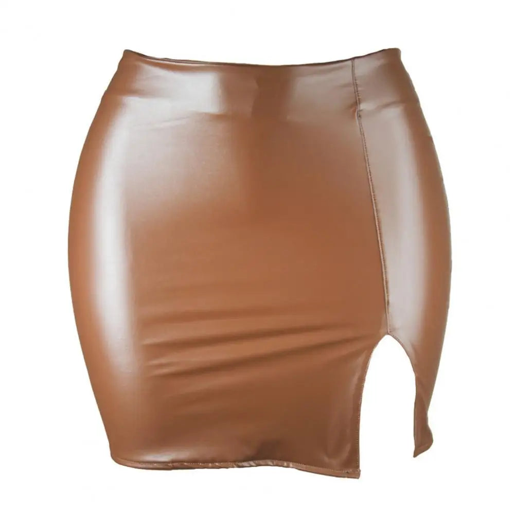 CITSLX Women Leather Night Clubwear Skirts Summer Pure Color PU-leather Zipper Sexy Hip Leather MIni Skirts Faldas Mujer Moda 2024