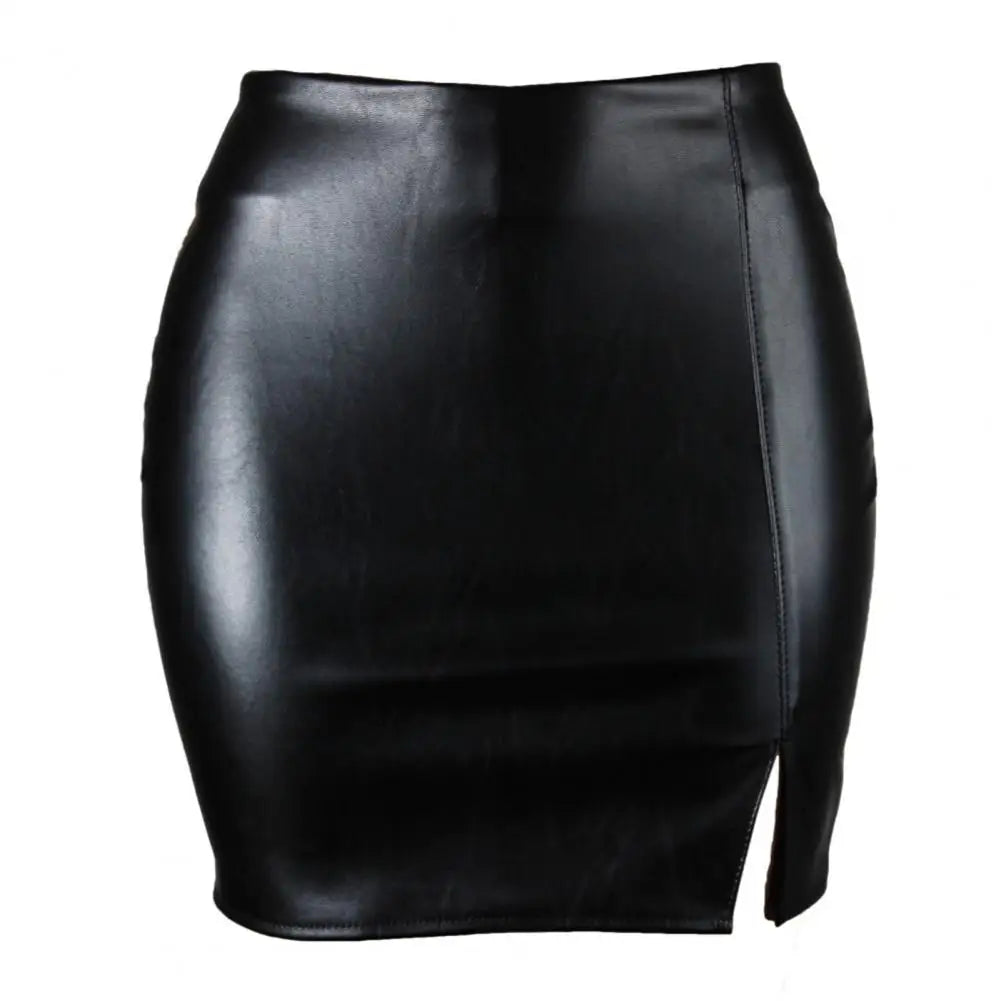 CITSLX Women Leather Night Clubwear Skirts Summer Pure Color PU-leather Zipper Sexy Hip Leather MIni Skirts Faldas Mujer Moda 2024