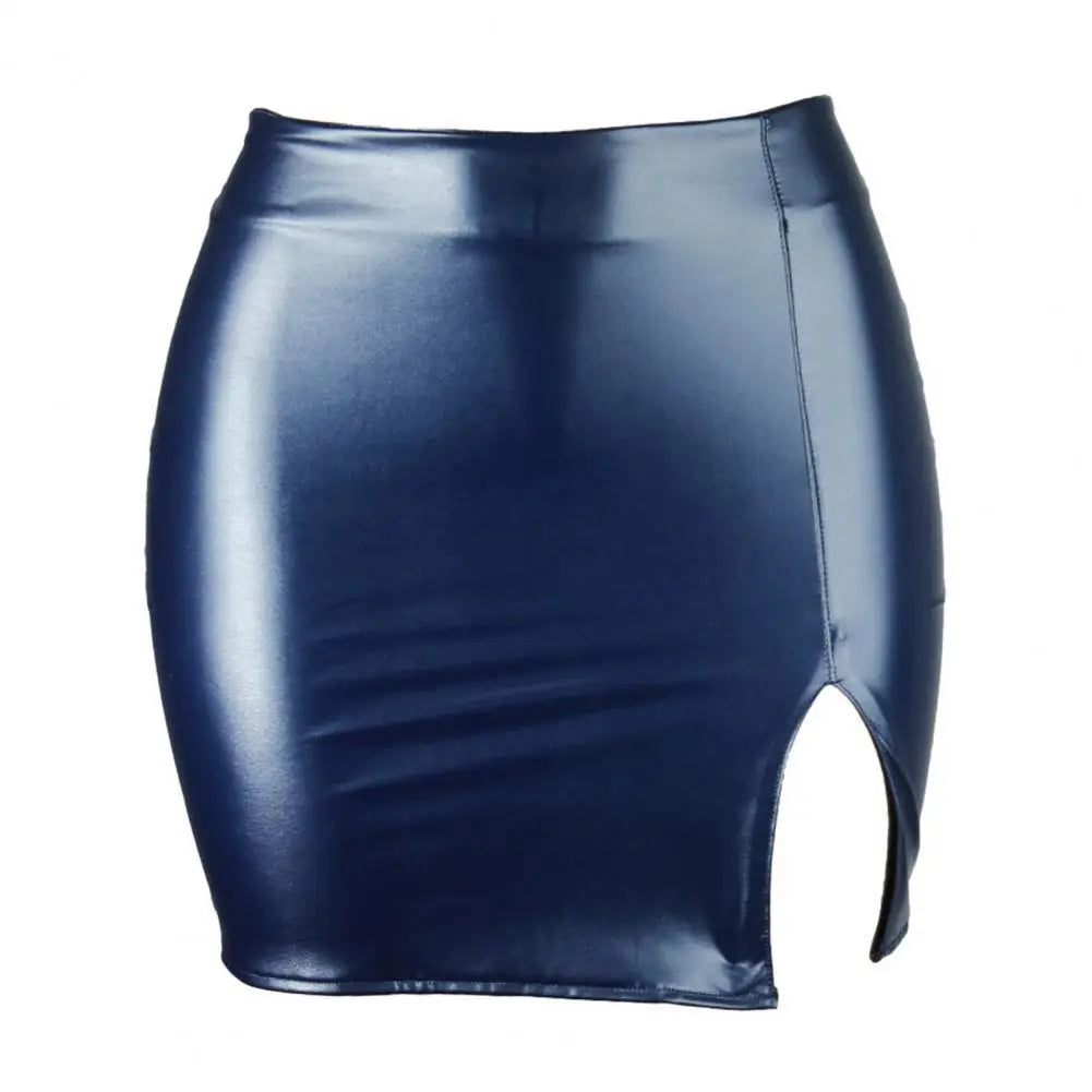 CITSLX Women Leather Night Clubwear Skirts Summer Pure Color PU-leather Zipper Sexy Hip Leather MIni Skirts Faldas Mujer Moda 2024