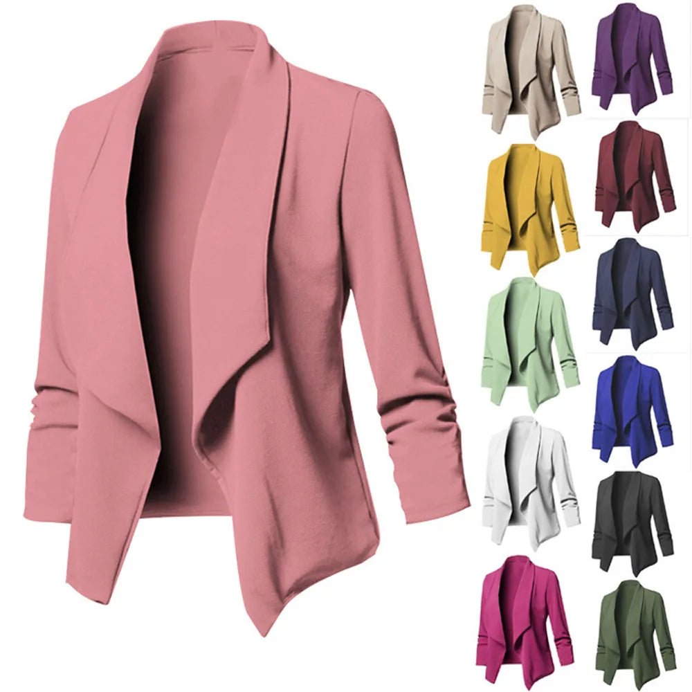 CITSLX Women OL Blazers Oversized S-5XL Female Notched Long Sleeve Pleated Slim Business Workwear Cardigan Blazers Coats ZC545