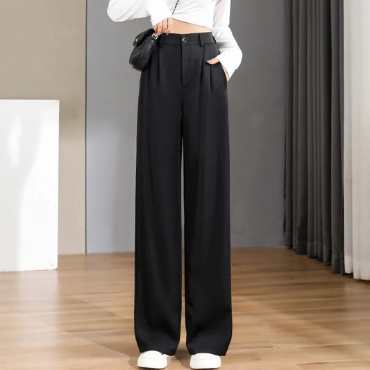 CITSLX Women'S Loose Spring Summer 2024 New High Waist Wide Legs Slim Casual Trousers Korean Fashion Trend Female Suit Straight Pants