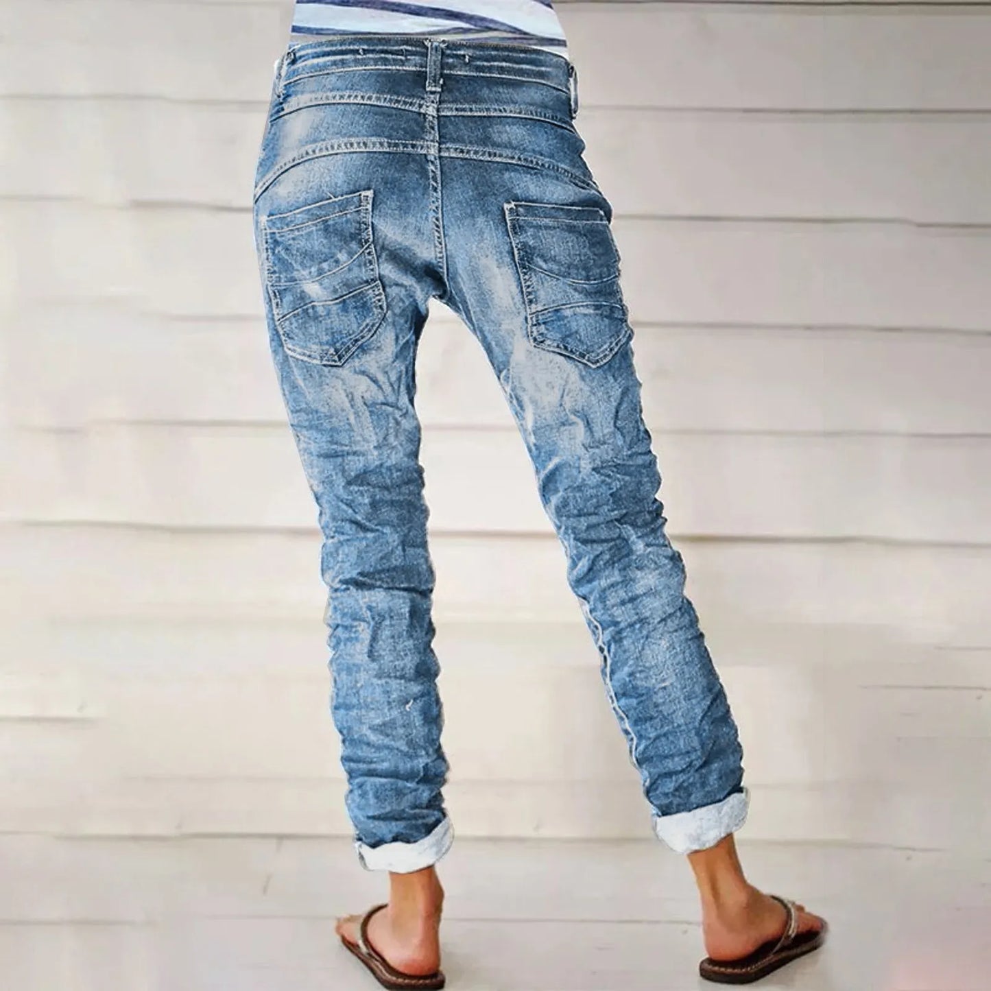 CITSLX Women'S Pants Fashion Women'S Print Street Loose Washed Polished Waist Ripped Jeans Denim Trousers For Female Pantalones 2025