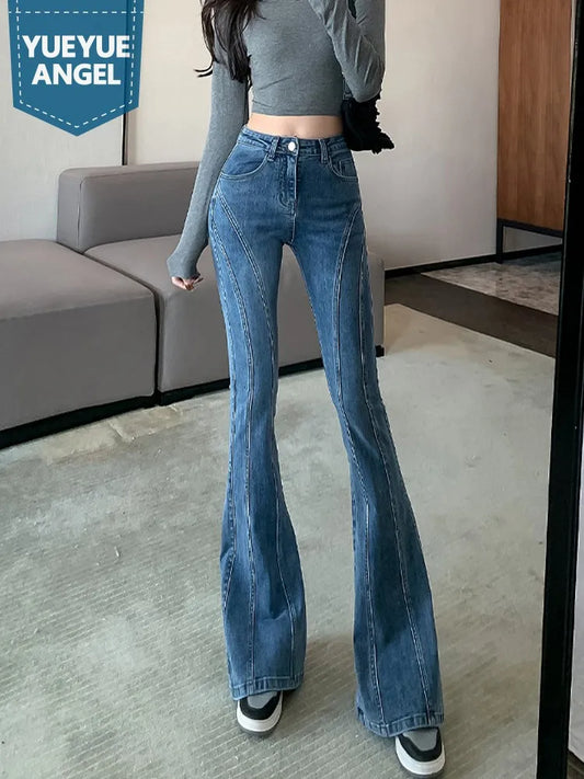 CITSLX Women Sexy Push Up High Waist Wide Leg Skinny Pants Spring Autumn Stretchy Long Denim Pants Lady Trousers Casual Slim Fit Jeans