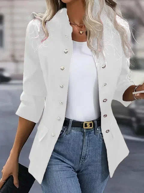 CITSLX Women Slim OL Waisted Jackets Fashion Stand Collar Long Sleeve Coat Casual Double Buttons Outwears 2025 New Autumn Jacket Ladies