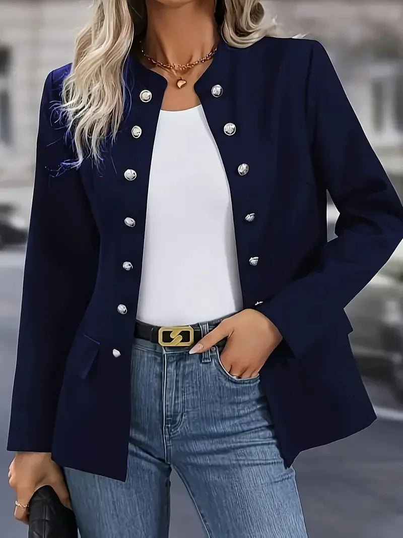 CITSLX Women Slim OL Waisted Jackets Fashion Stand Collar Long Sleeve Coat Casual Double Buttons Outwears 2025 New Autumn Jacket Ladies