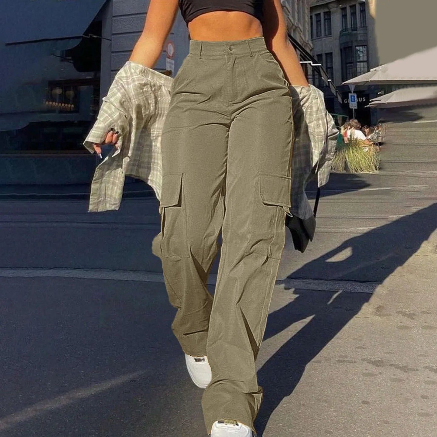 CITSLX Women Stretch Twill Wide Leg Pants Casual Straight Leg Chino Pants High Waisted Dressy Flare Pants Sporty Y2k Female Clothes