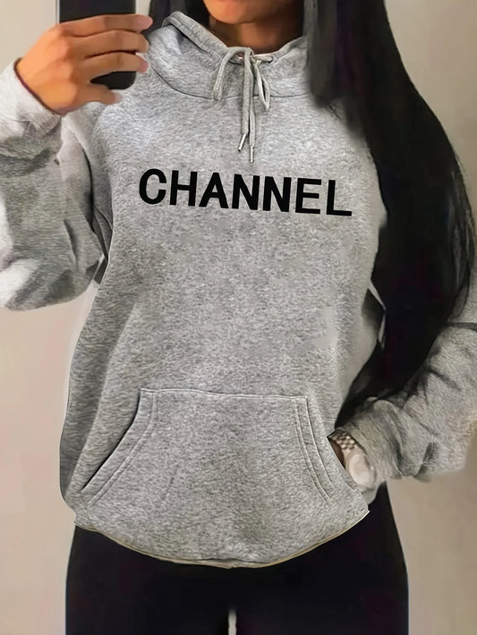 CITSLX Women's CHANNEL Print Sweatshirt Female Fashion All-Match Street Hoody Crewneck Casual Hoodies Pullover Oversize Clothing