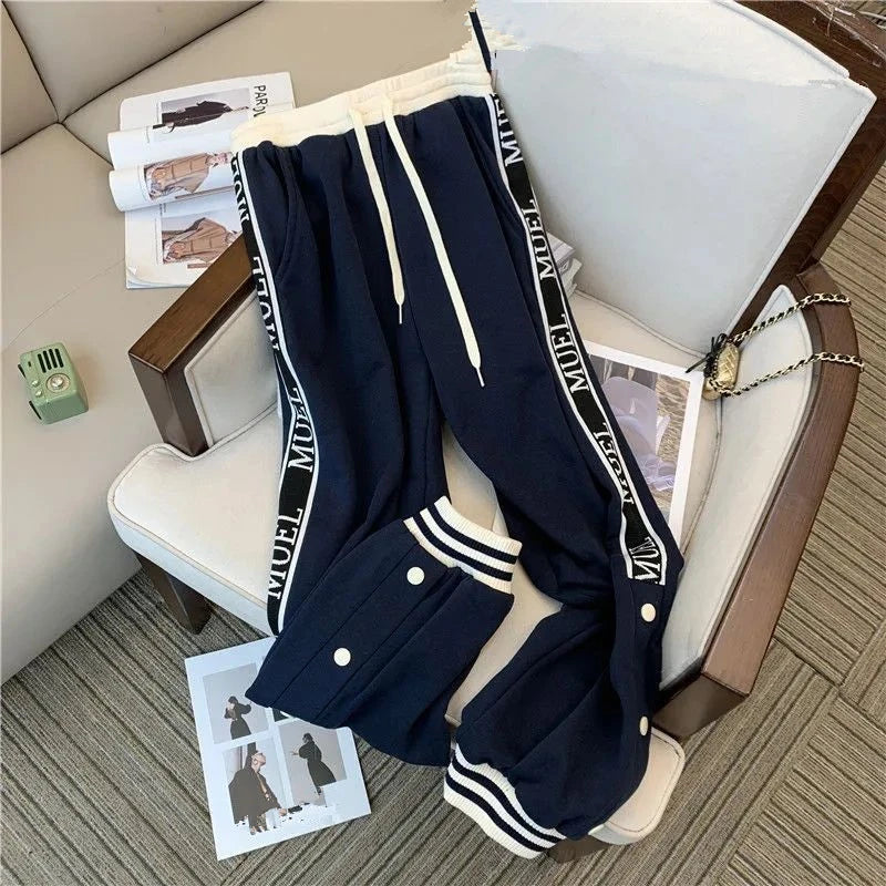 CITSLX Women's Fall Sporty Style Letter Patchwork Sweatshirt Coats Pants Two Piece Set Lady Autumn Casual Loose Jacket Trousers Outfits