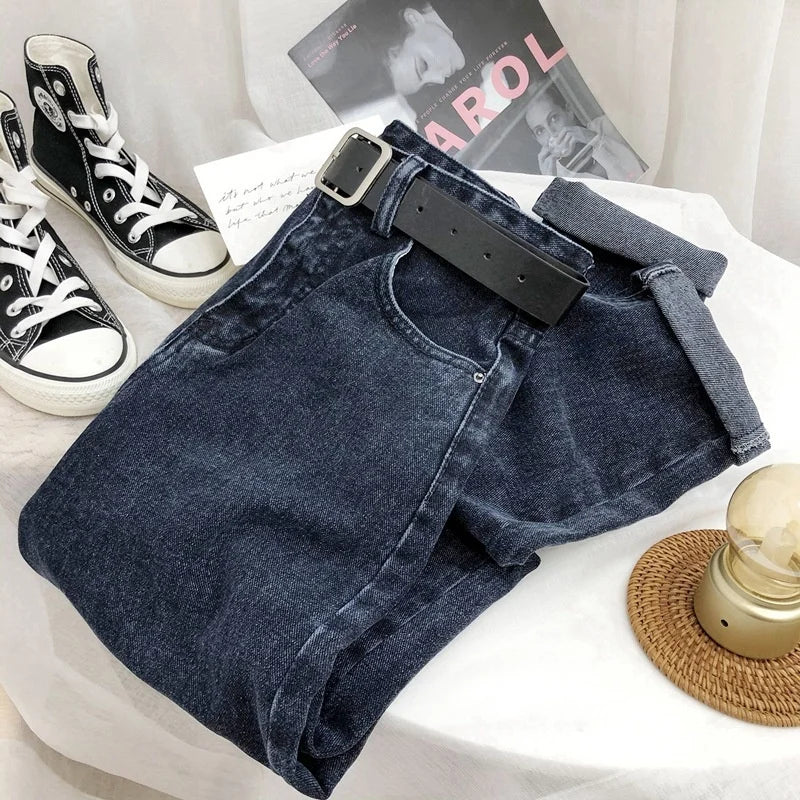 CITSLX Women's High Waist Harlan Baggy Jeans Female Straight Tube Loose Daddy Radish Denim Pants Women Vintage Trousers