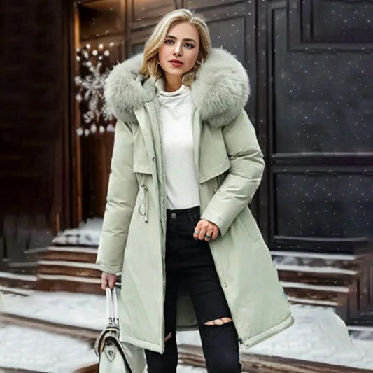 CITSLX Women's Parka 2024 Winter Thick Coats Long Cotton Casual Fur Hooded Jackets Women Thick Warm Coat Parkas Female Overcoat Coat