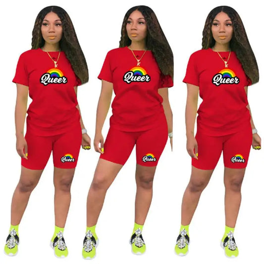 CITSLX Women's Shorts Women Tracksuit T-shirt+Shorts 2 Pieces Set Women's Summer Suit Women Clothing Female O-Neck Casual QUEEN Set