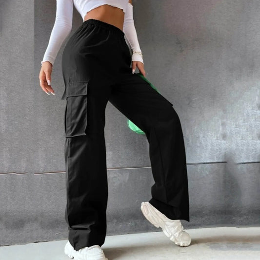 CITSLX Womens Cargo Pants Elastic High Waist Wide Leg Trousers Straight Leg Joggers Outfits Baggy Wide Leg Sweatpants Oversized Pants