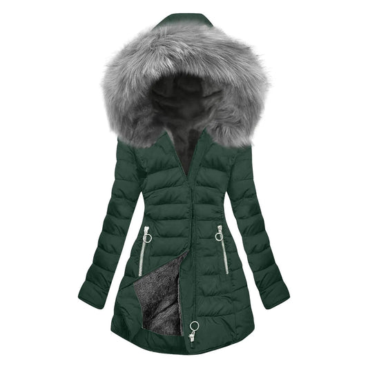 CITSLX Womens Lined Long Coat Plus Size Mid Length Quilted Jacket Warm Winter Outerwear With Hood Windproof Winter Jacket For Women