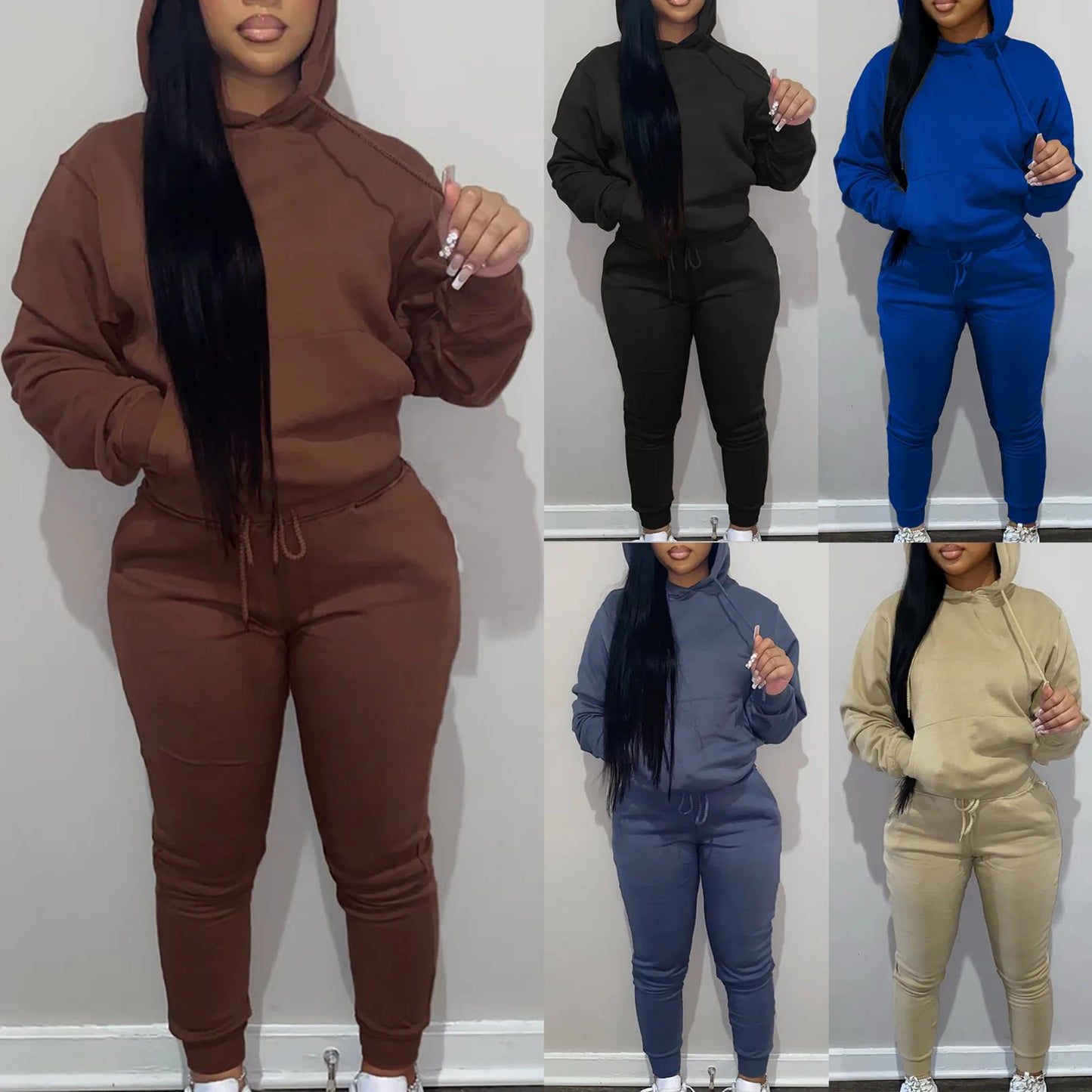 CITSLX Womens Sweatsuits 2 Piece Set Fall/Winter Loose Sweat Sets Comfy Hoodie Sweatshirt & Drawstring Cuffed Sweatpants