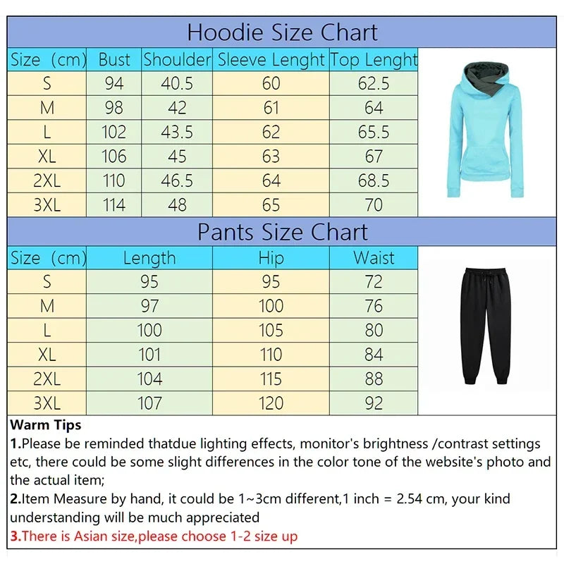 CITSLX Womens Tracksuit Outfits Autumn Winter Hooded Sweatshirt +Black Sweatpants High Quality Ladies Daily Casual Warm 2 Piece Set