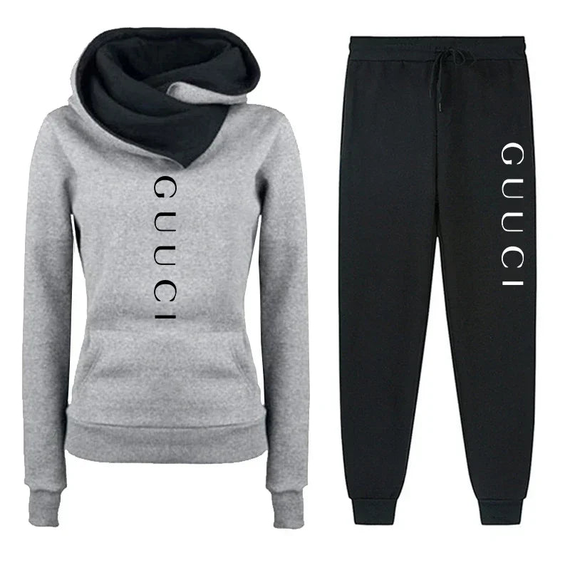 CITSLX Womens Tracksuit Outfits Autumn Winter Hooded Sweatshirt +Black Sweatpants High Quality Ladies Daily Casual Warm 2 Piece Set