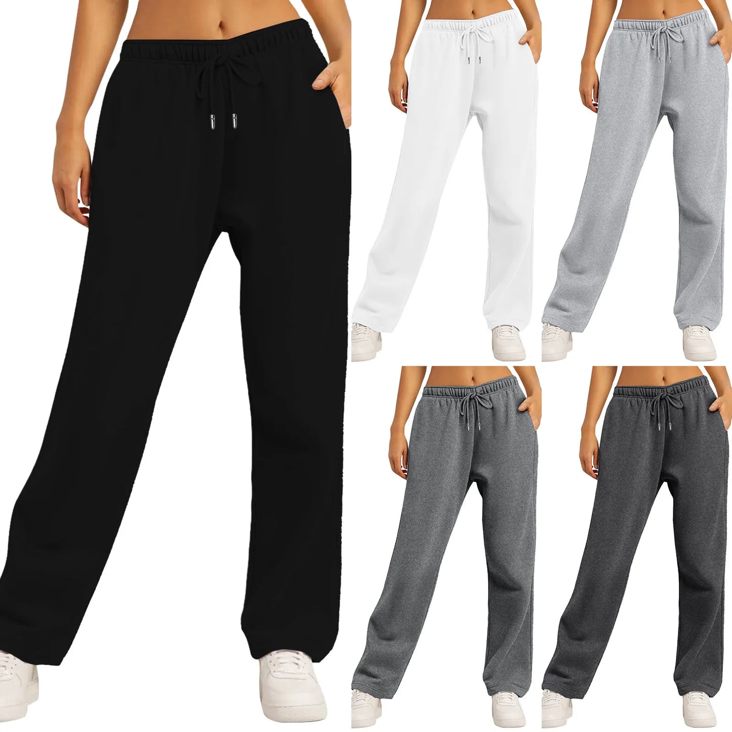 CITSLX Womens Trousers Sport Jogging Fleece Lined Sweatpants Straight Leg Pants Bottom Joggers Workout Sweatpants Bottom Basic Pants