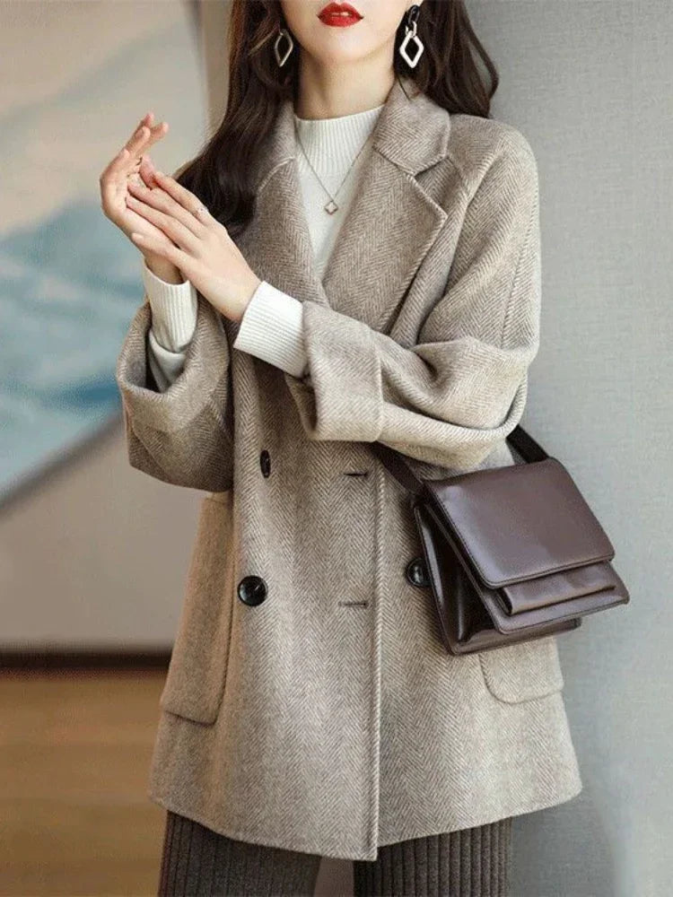 CITSLX Wool Coat Elegance Coats and Jackets Women New In Autumn Winter Jacket Women Korean Style Long Sleeve Office Lady Trench Coat