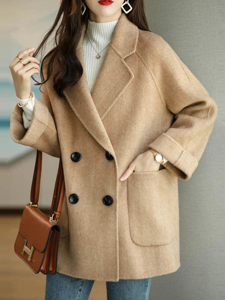 CITSLX Wool Coat Elegance Coats and Jackets Women New In Autumn Winter Jacket Women Korean Style Long Sleeve Office Lady Trench Coat