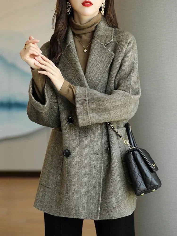 CITSLX Wool Coat Elegance Coats and Jackets Women New In Autumn Winter Jacket Women Korean Style Long Sleeve Office Lady Trench Coat