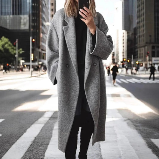 CITSLX Woolen Coat Women's Loose Mid-Length 2024 Autumn Winter New Korean Style Fashion Lapel Trendy Outerwear Comfortable Fit Overcoat