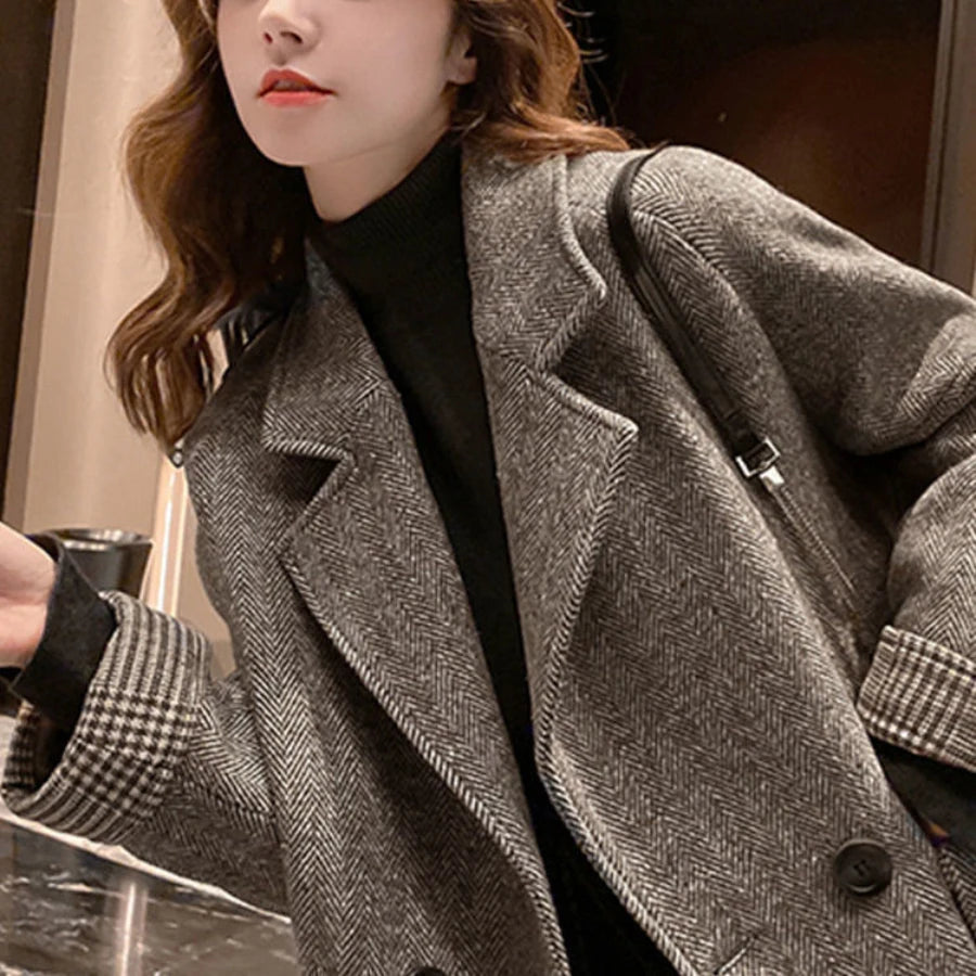 CITSLX Woolen Suit Jacket for Women 2025 Autumn New Korean Style Thick Winter Coats Lady Loose Casual Turndown Collar Long Coat Women