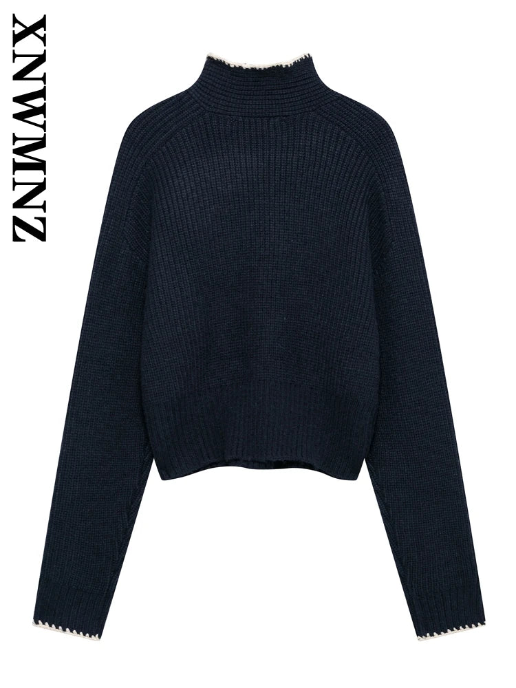 CITSLX XNWMNZ 2025 Autumn Lady Trendy Turtleneck Collar Knit Sweater Top Commuting Winter Female Long Sleeve Jumper Bowknot Keep warm