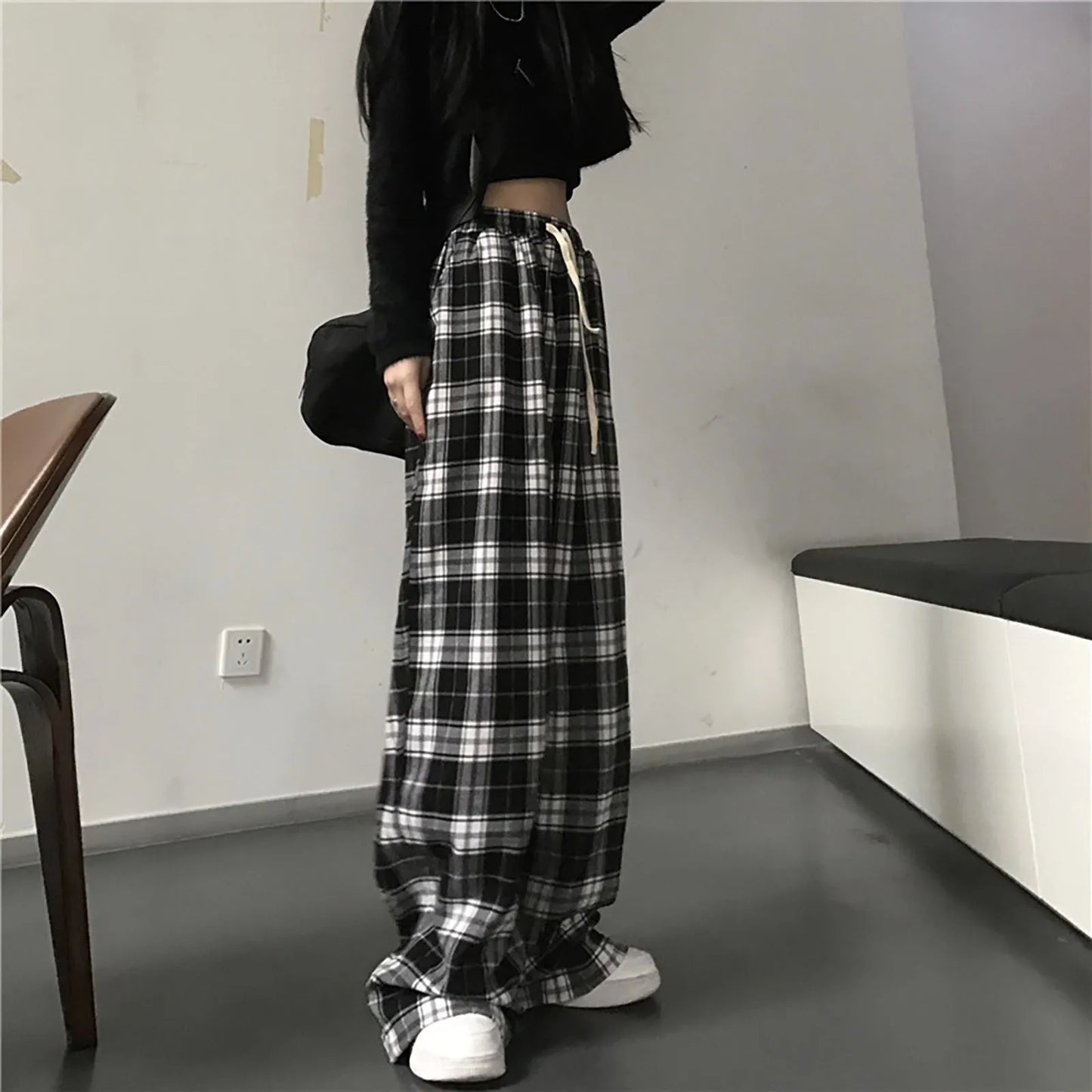 CITSLX Y2K Plaid Pants For Women High Waist Gothic Grunge Pants Women's Baggy Alt Clothing Alternative Clothes Fairycore Streetwear