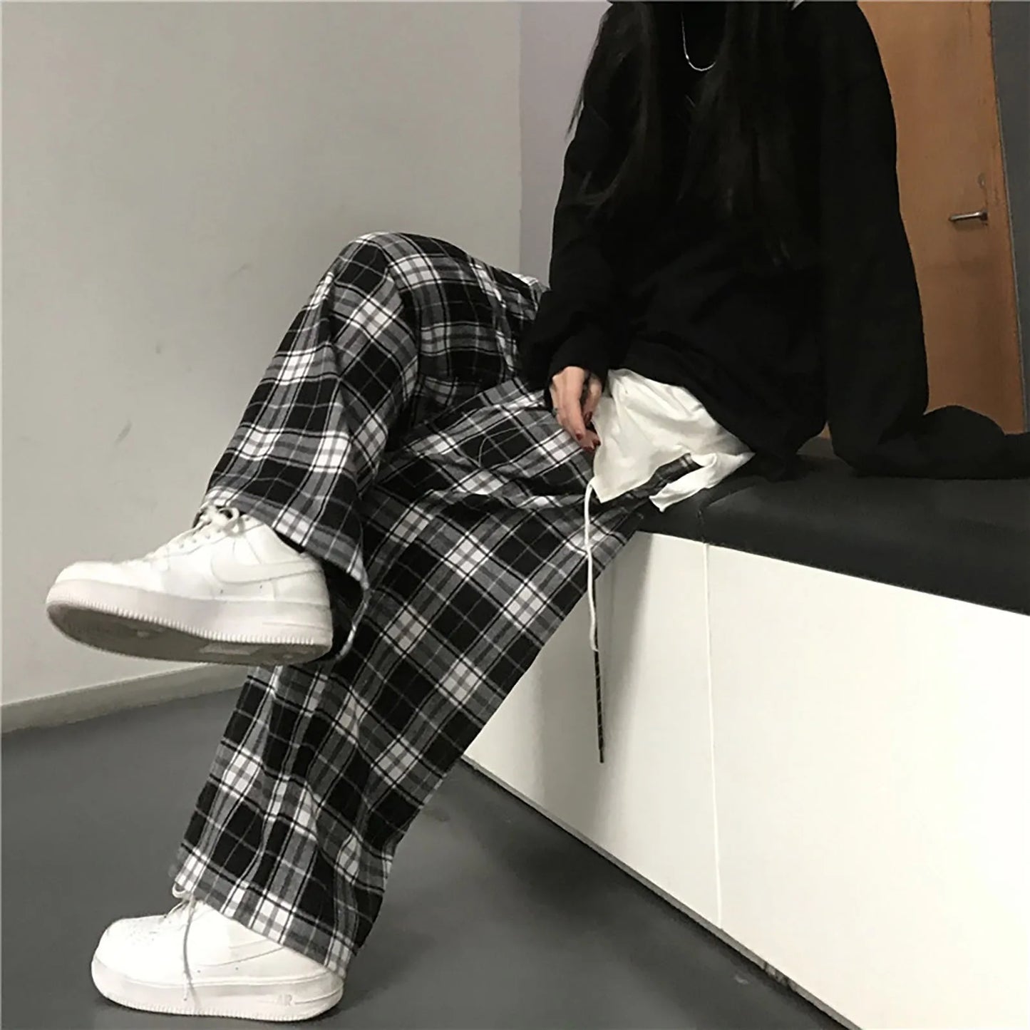 CITSLX Y2K Plaid Pants For Women High Waist Gothic Grunge Pants Women's Baggy Alt Clothing Alternative Clothes Fairycore Streetwear