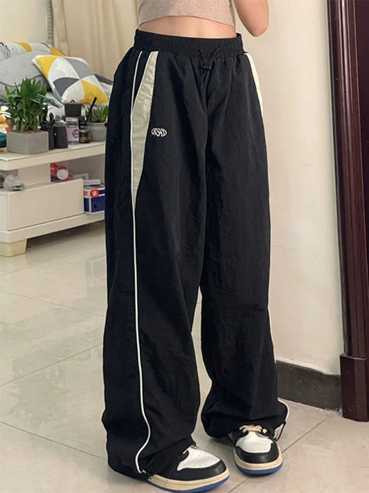 CITSLX Y2k Women Wide Leg Cargo Pants Casual Streetwear Loose Drawstring Trousers Drawstring Sweatpants Female Vintage Baggy Joggers