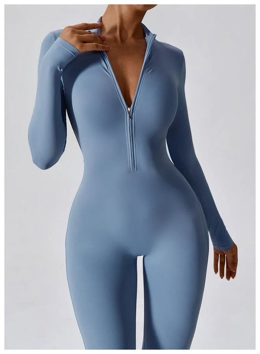 CITSLX Yoga Jumpsuit Women Seamless Sports Zipper Jumpsuit Set Gym Long Sleeve Fitness Suit Elastic Gym Workout Bodysuit Athletic Wear