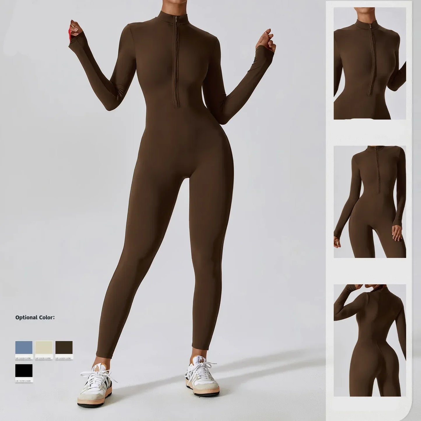 CITSLX Yoga Jumpsuit Women Seamless Sports Zipper Jumpsuit Set Gym Long Sleeve Fitness Suit Elastic Gym Workout Bodysuit Athletic Wear