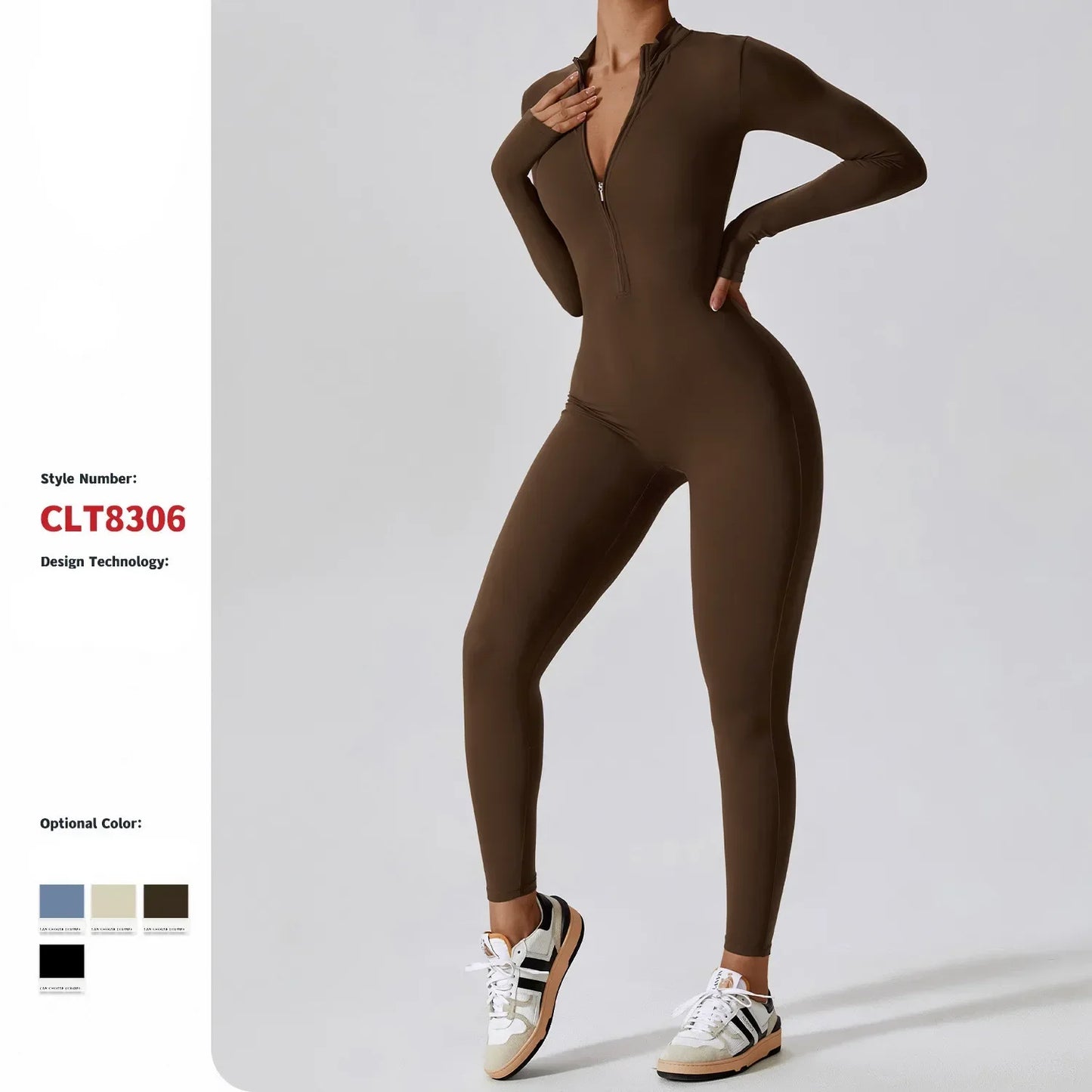 CITSLX Yoga Jumpsuit Women Seamless Sports Zipper Jumpsuit Set Gym Long Sleeve Fitness Suit Elastic Gym Workout Bodysuit Athletic Wear