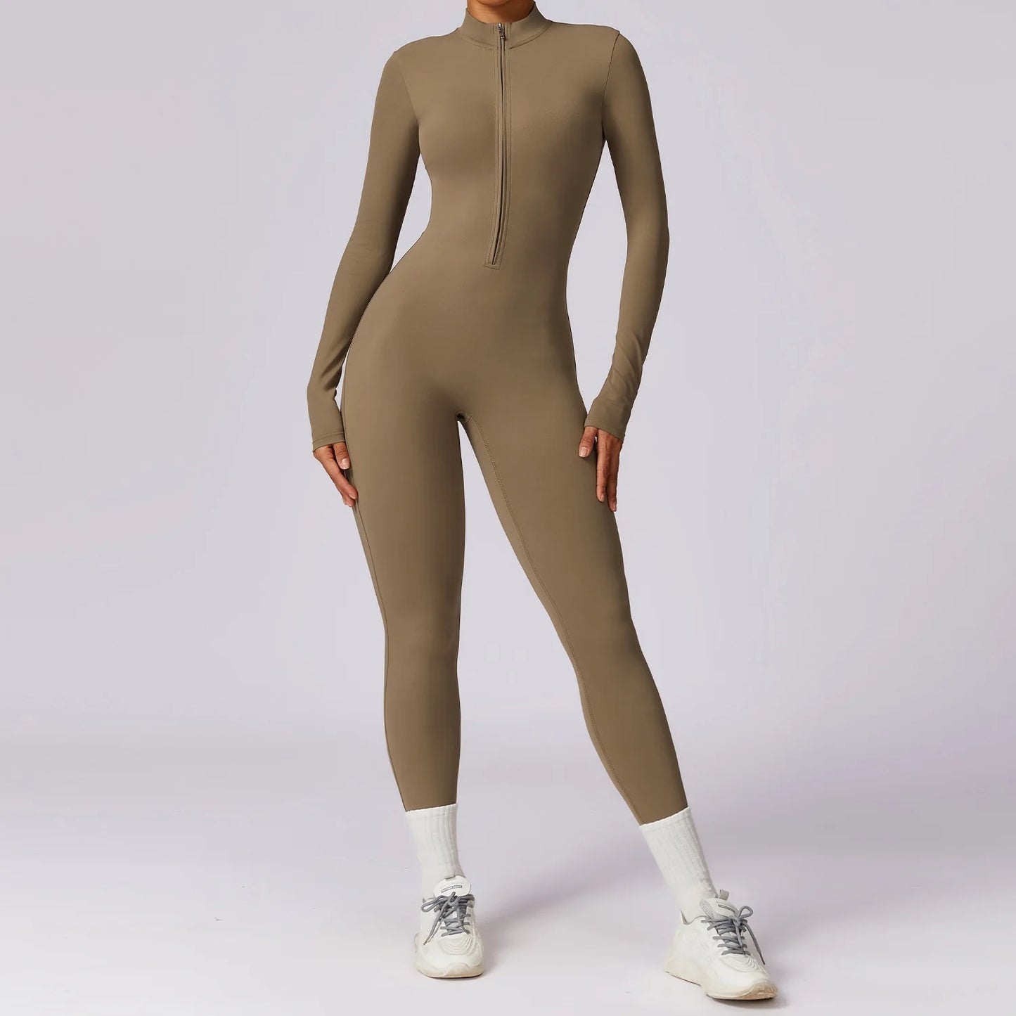 CITSLX Yoga Jumpsuit Women Seamless Sports Zipper Jumpsuit Set Gym Long Sleeve Fitness Suit Elastic Gym Workout Bodysuit Athletic Wear