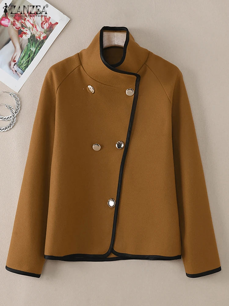 CITSLX ZANZEA American Style Commuting Tops Women Long Sleeve Jackets Leisure Knitted Coats 2025 Casual Lapel Collar Colorblock Outwear