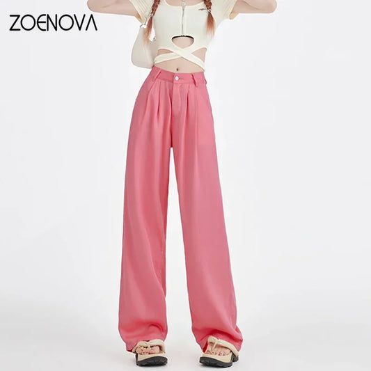 CITSLX ZOENOVA Fashion Candy Color Loose Jeans 2024 New High Waist 100% Lyocell Tencel Wide Leg Jeans Casual Style High Street Style