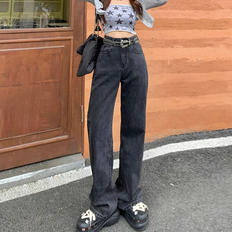 CITSLX ZOENOVA Harajuku Streetwear Retro Fashion Women High Waist Jeans Loose Wide Leg Straight Loose Denim Trousers Y2K Baggy Pants