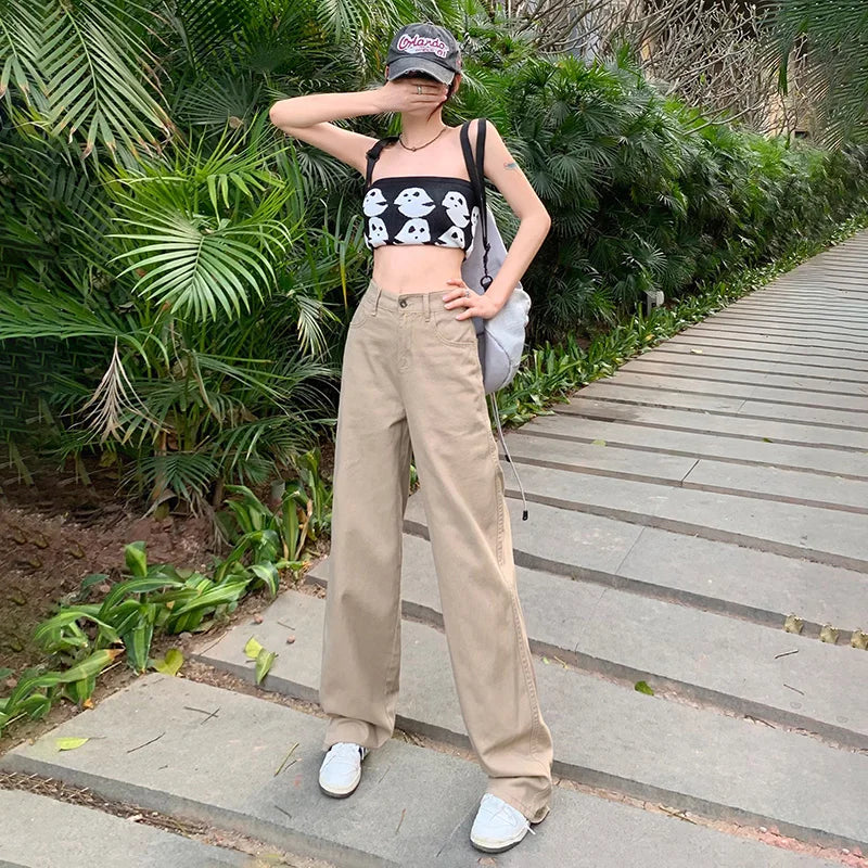 CITSLX ZOENOVA Harajuku Streetwear Retro Fashion Women High Waist Jeans Loose Wide Leg Straight Loose Denim Trousers Y2K Baggy Pants