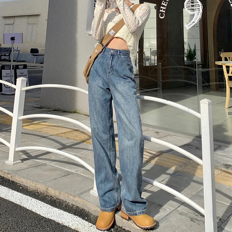 CITSLX ZOENOVA Harajuku Streetwear Retro Fashion Women High Waist Jeans Loose Wide Leg Straight Loose Denim Trousers Y2K Baggy Pants