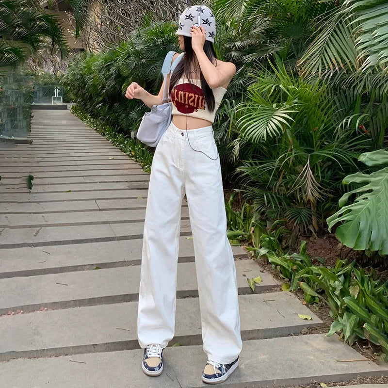 CITSLX ZOENOVA Harajuku Streetwear Retro Fashion Women High Waist Jeans Loose Wide Leg Straight Loose Denim Trousers Y2K Baggy Pants