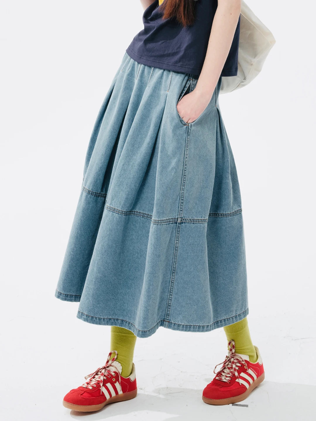 CITSLX imakokoni 2024 spring new style pure cotton washed distressed denim skirt 244510