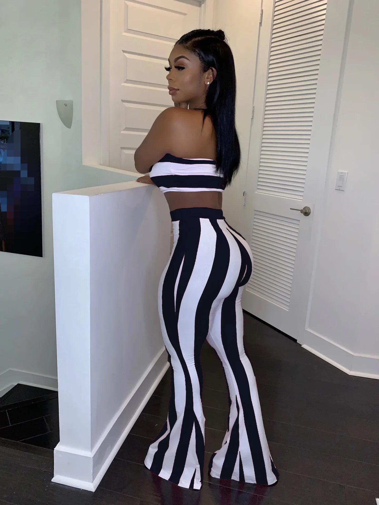 CITSLX two piece set women striped 2 piece set women outfits crop top pants two pieces sets summer clothes for female sexy women's suit