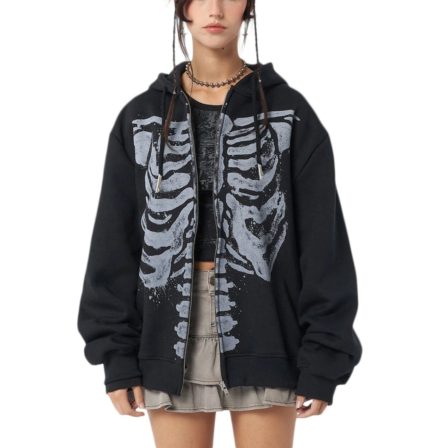 CITSLX y2k Women Star Print Oversize Zip Up Hoodie Aesthetic Fairy Grunge Graphic Long Sleeve Top Gothic Harajuku Sweatshirt Streetwear